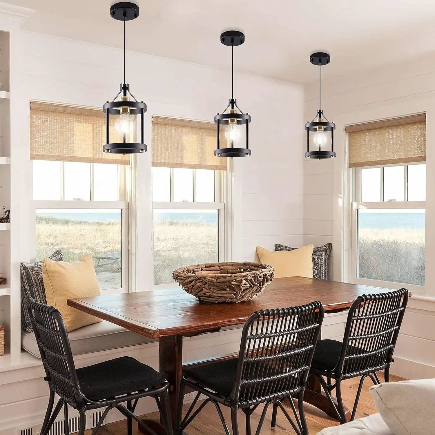 Black Farmhouse Pendant Lights With Adjustable Cords from PriceLows™