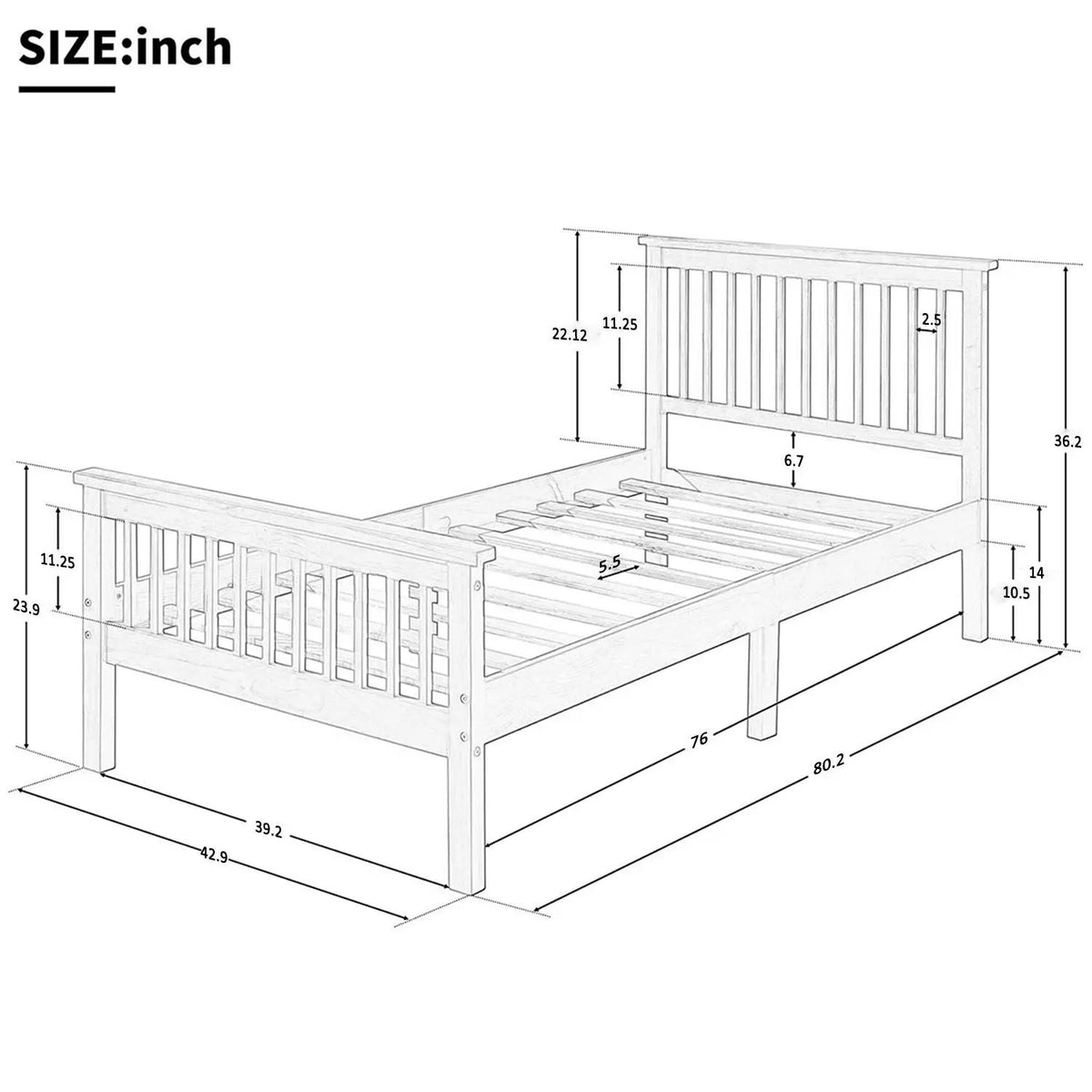 Platform Bed | Pine Frame | Headboard And Footboard | Queen Size Options