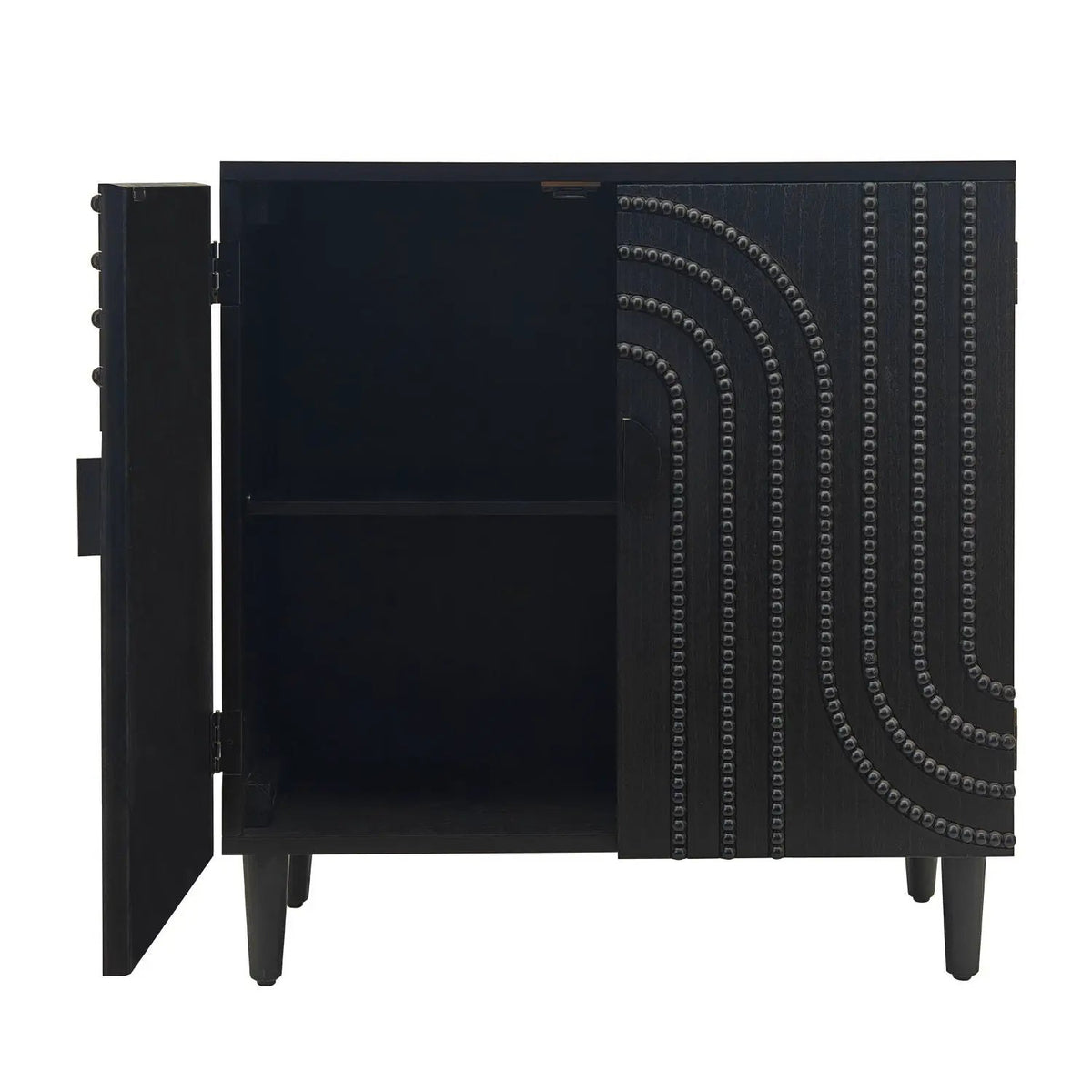 Two Door Storage Cabinet | Adjustable Shelf | Rainbow Wood Bead | Matte Black