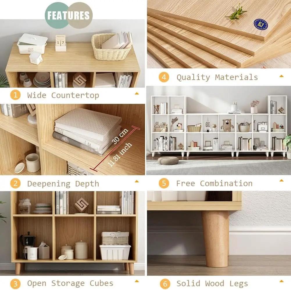 Open Cube Low Bookcase 3 Tier Freestanding White Bookshelf from PriceLows™