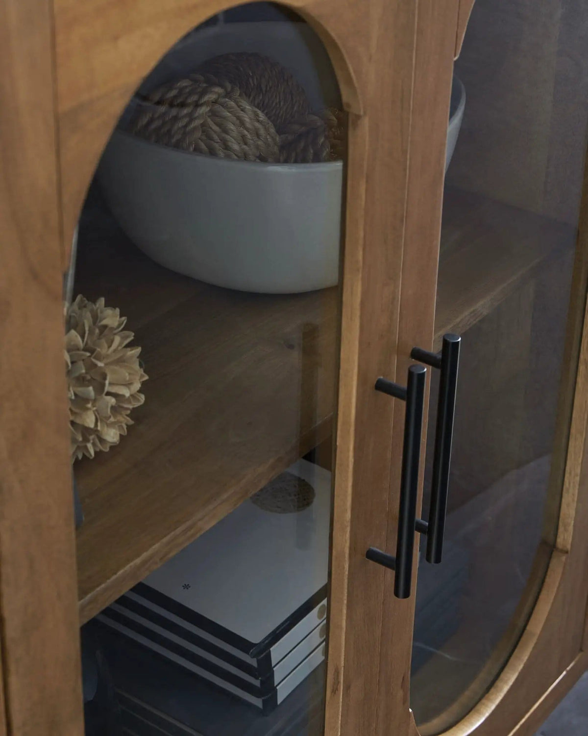 Niall Accent Cabinet | 40 x 16.13 x 36.75 in | Mango Wood & Glass | Light Brown