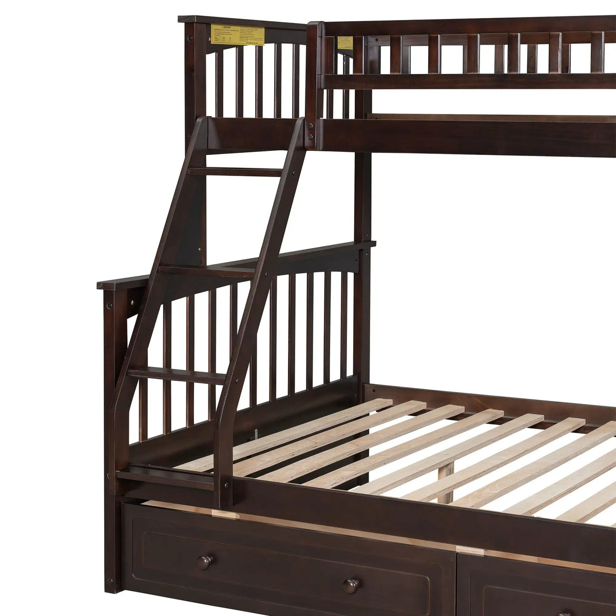 Bunk Bed With Drawers | Convertible Storage Design | Solid Pine Wood | Fence-Shaped Guardrail