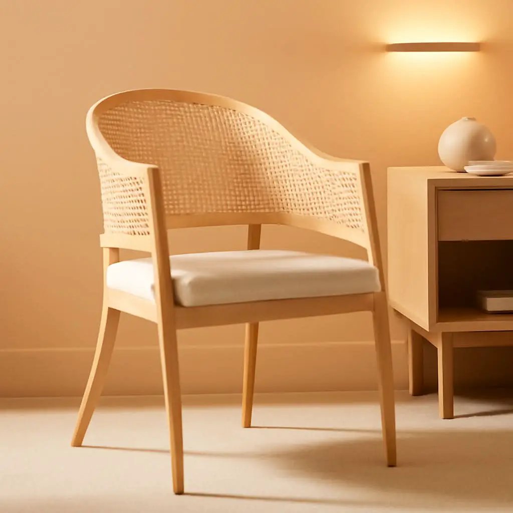 Natural Rattan Accent Chair with Brass Caps Fully Assembled from PriceLows™