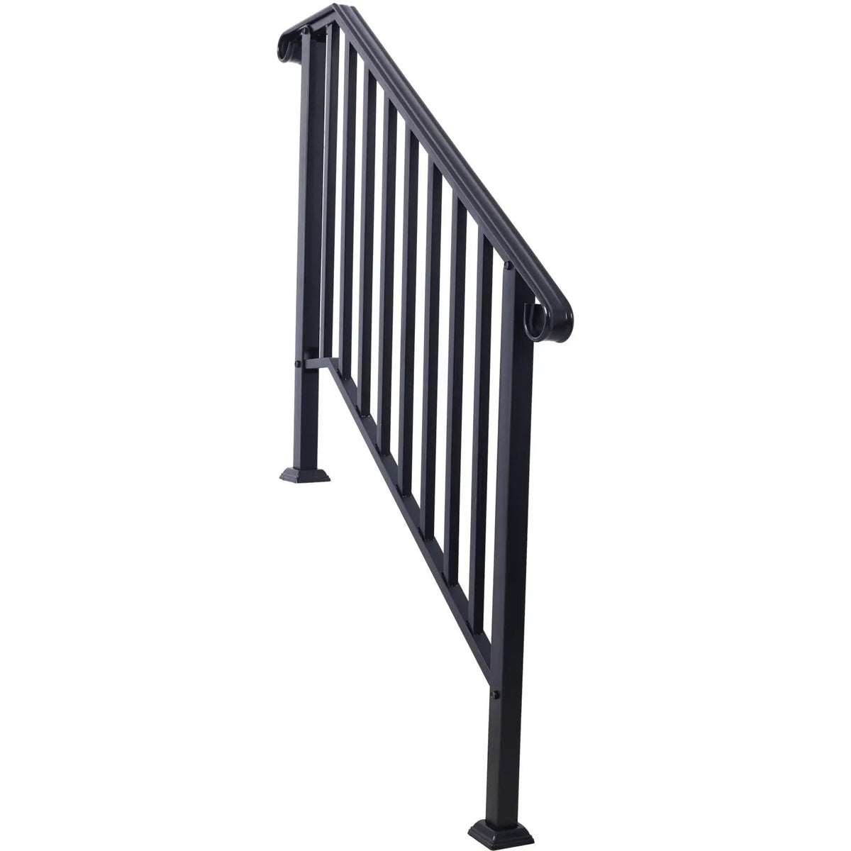 Wrought Iron Stair Handrail | Fits 2 Or 3 Steps | Outdoor Railing | Rustproof Coating