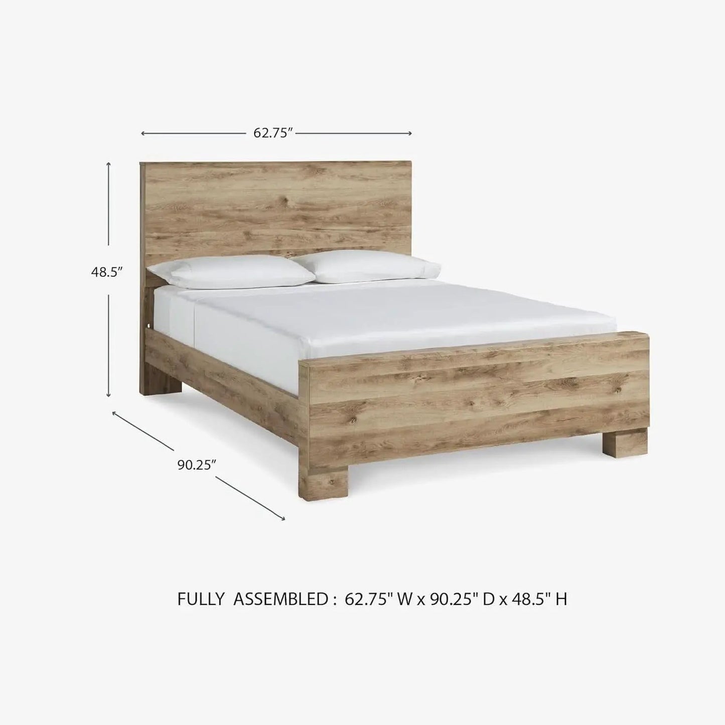 Rustic Queen Panel Bed With Metal Slats Light Brown Finish from PriceLows™