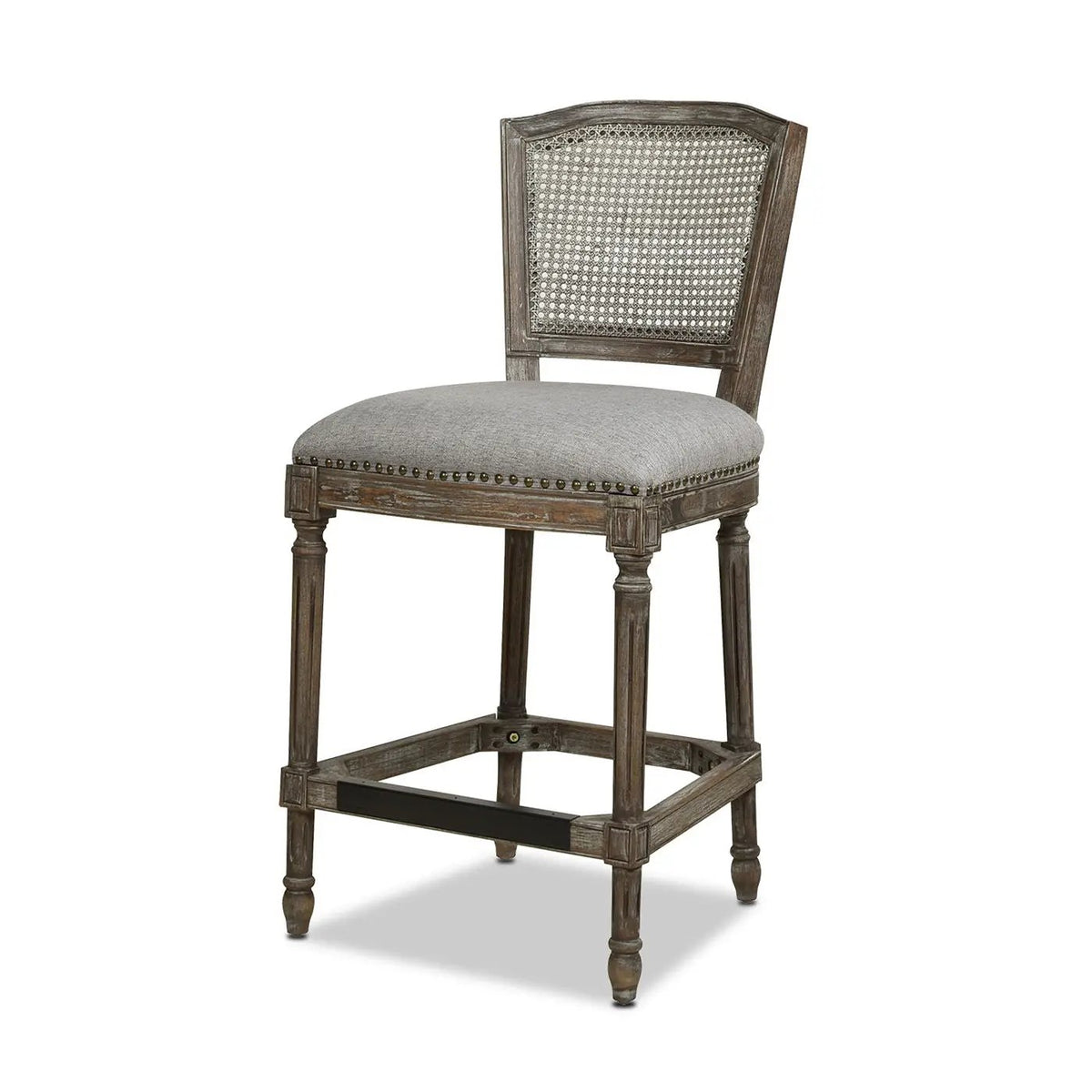 Triomphe Rattan Counter Bar Stool | French Country Style | High Back Armless | Wicker Weave
