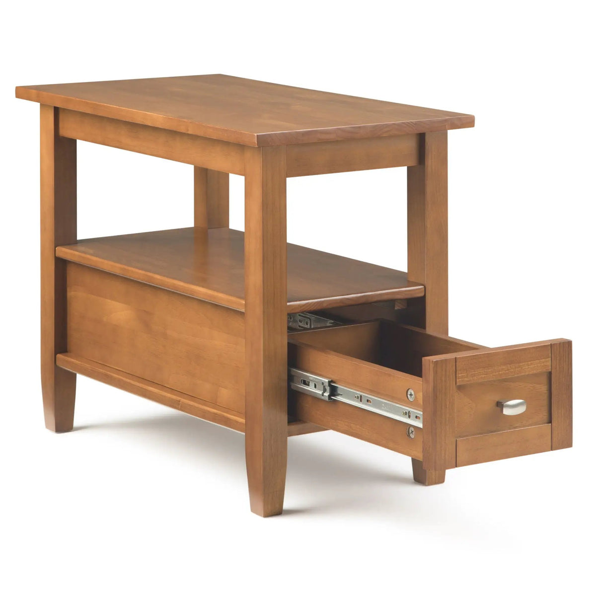 Warm Shaker Solid Wood Table | Bottom Drawer | Open Shelf Storage
