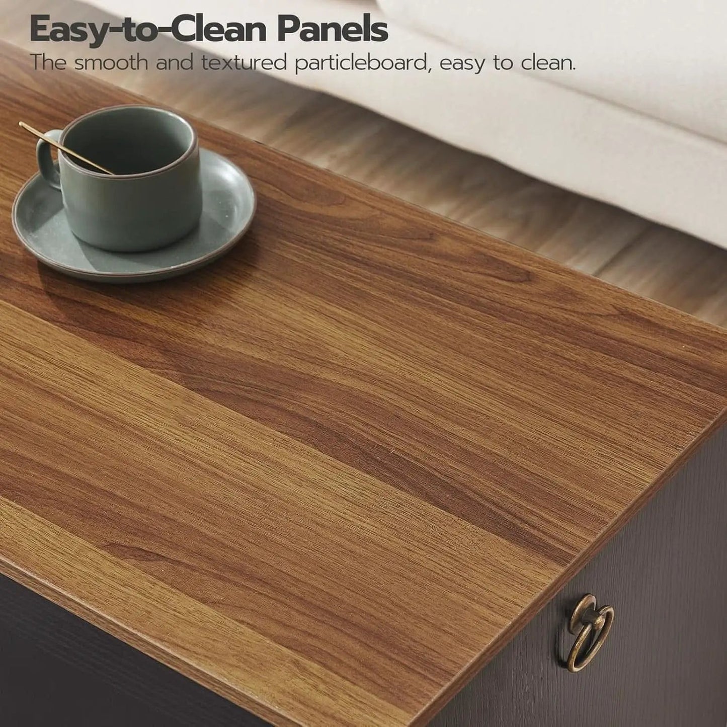 39.3Inch Walnut Storage Bench Featuring Extra Lift from PriceLows™