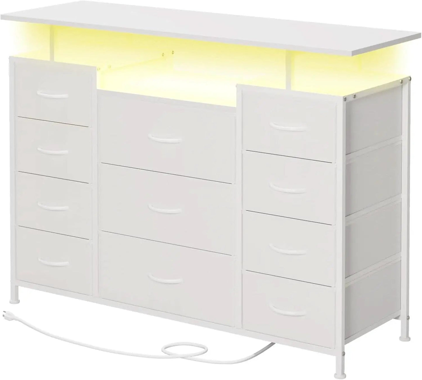 11 Drawer Dresser With Fabric Drawers And Charging Station For Bedroom Storage And Organization from PriceLows™
