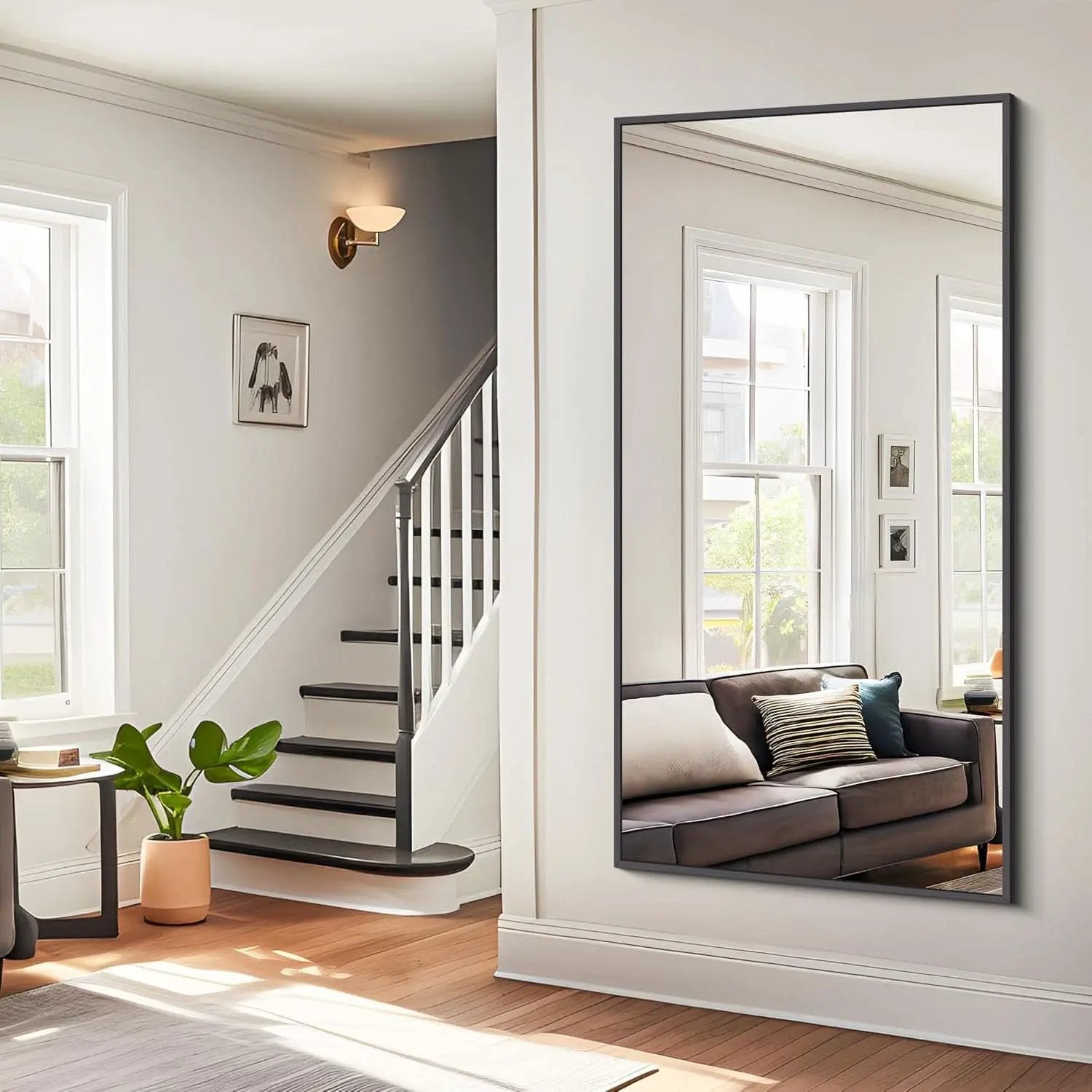 30x60 Inch Black Rectangle Wall Mounted Bathroom Mirror from PriceLows™