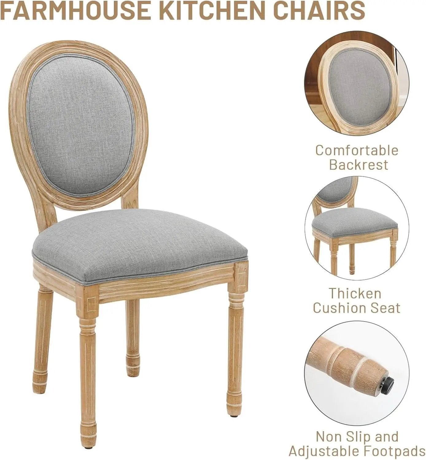 Light Grey Upholstered Dining Chairs Set Of 2 Round Back from PriceLows™