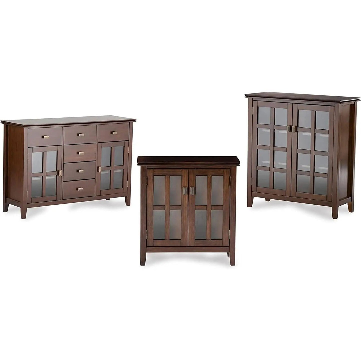Pine Wood Sideboard Buffet Russet Brown Adjustable Shelves from PriceLows™