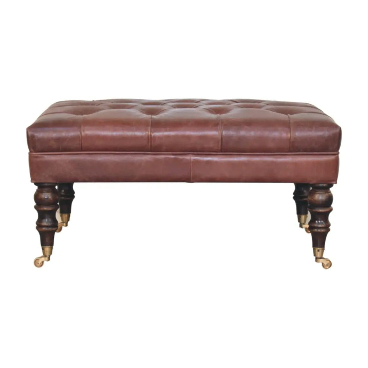 Buffalo Ottoman With Castor Legs | 7 Pieces | Mango Wood | Living Room
