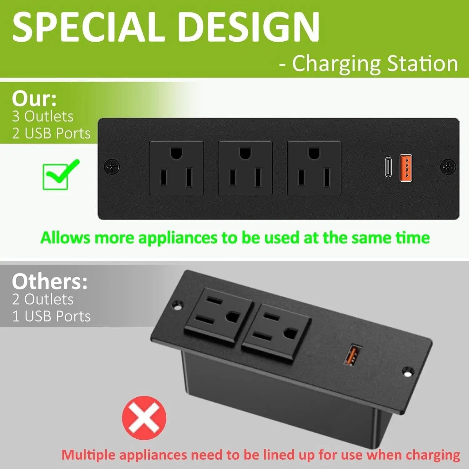 Electric Standing Desk 55 x 24 In With Charging Station from PriceLows™