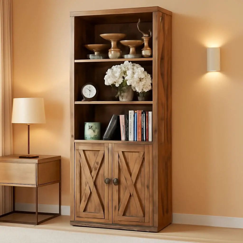 Industrial Bookshelves With Doors 5 Shelf Floor Standing from PriceLows™