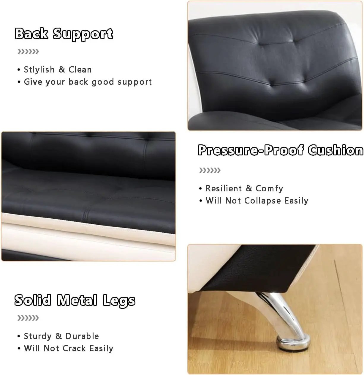 Leather Sofa Set With Loveseat For Living Room Black White from PriceLows™