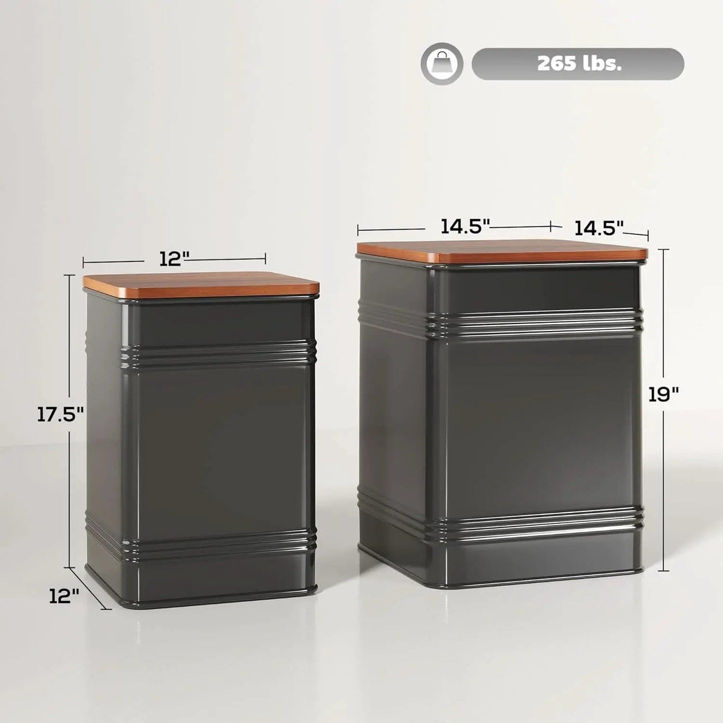 Industrial Black Storage Ottoman With Removable Lid from PriceLows™