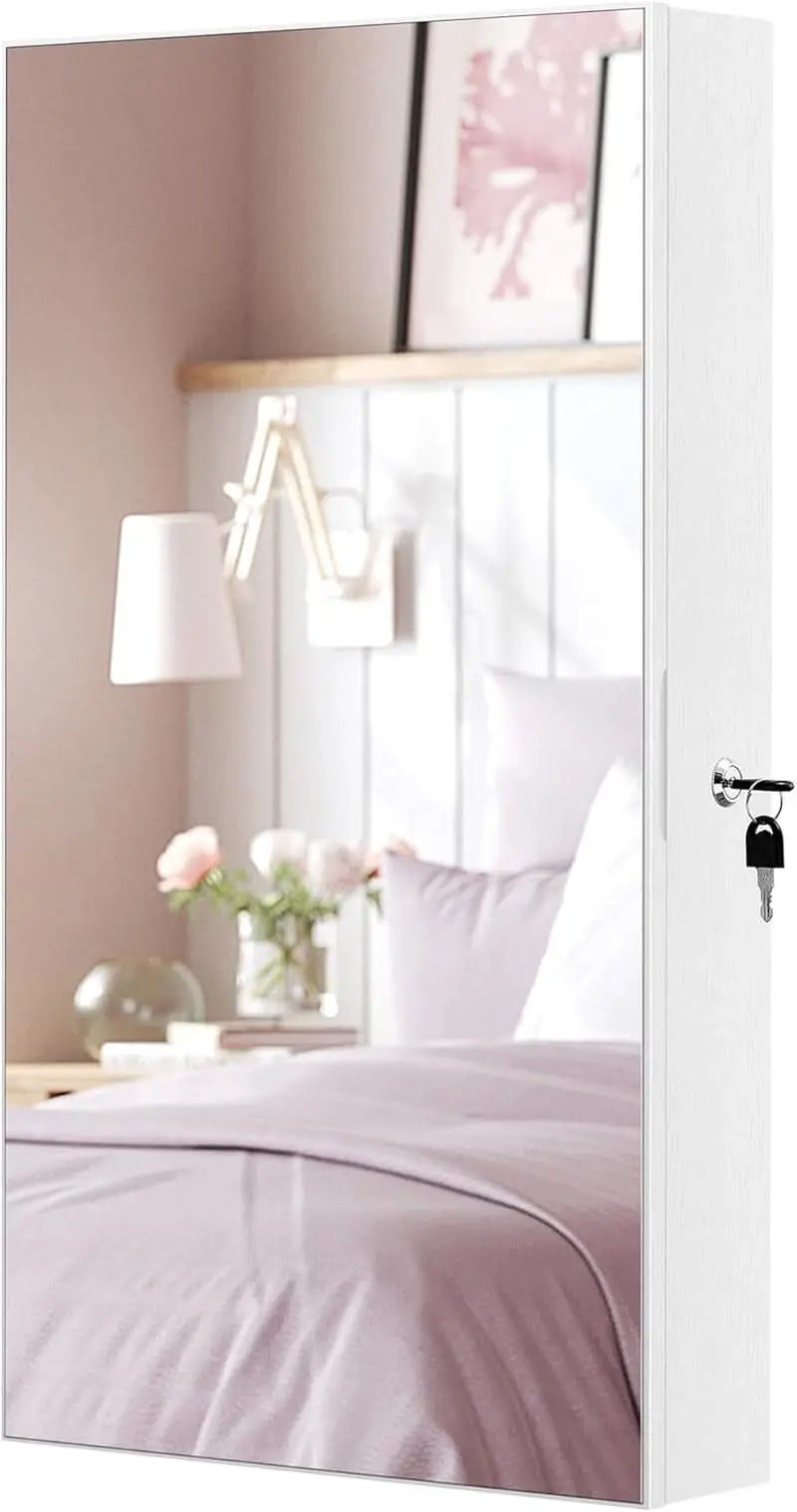 Mirror Jewelry Cabinet Armoire With LED Lights White from PriceLows™