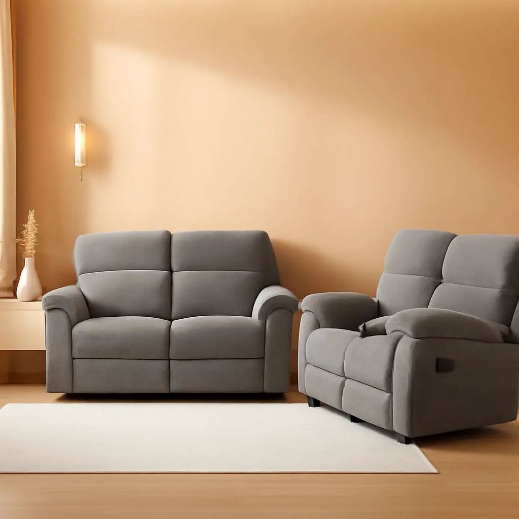 Two Piece Recliner Sofa Set Wireless Charging Light Gray from PriceLows™