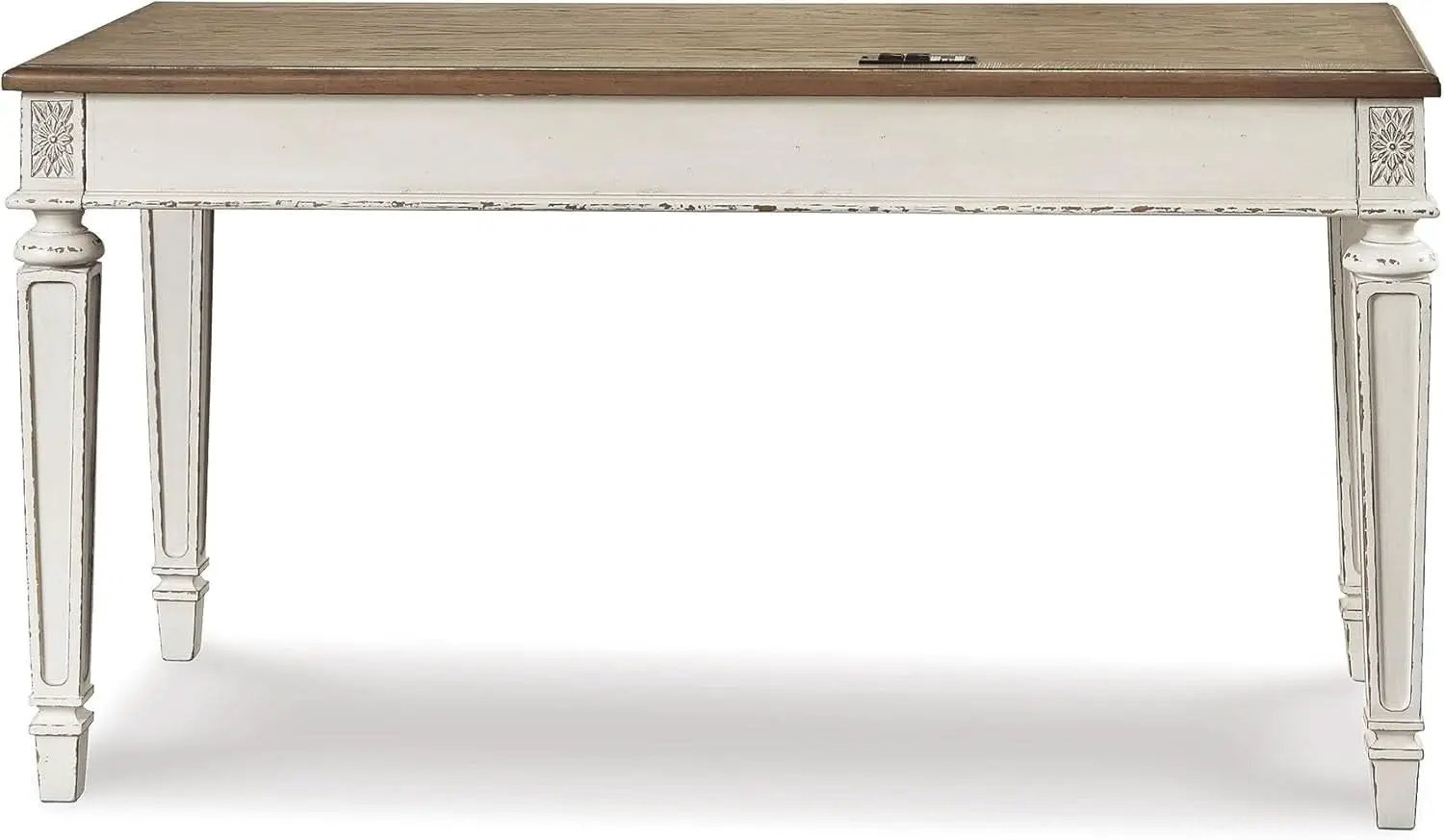 Realyn Farmhouse 60 Inch Home Office Desk With USB Charging Chipped White from PriceLows™