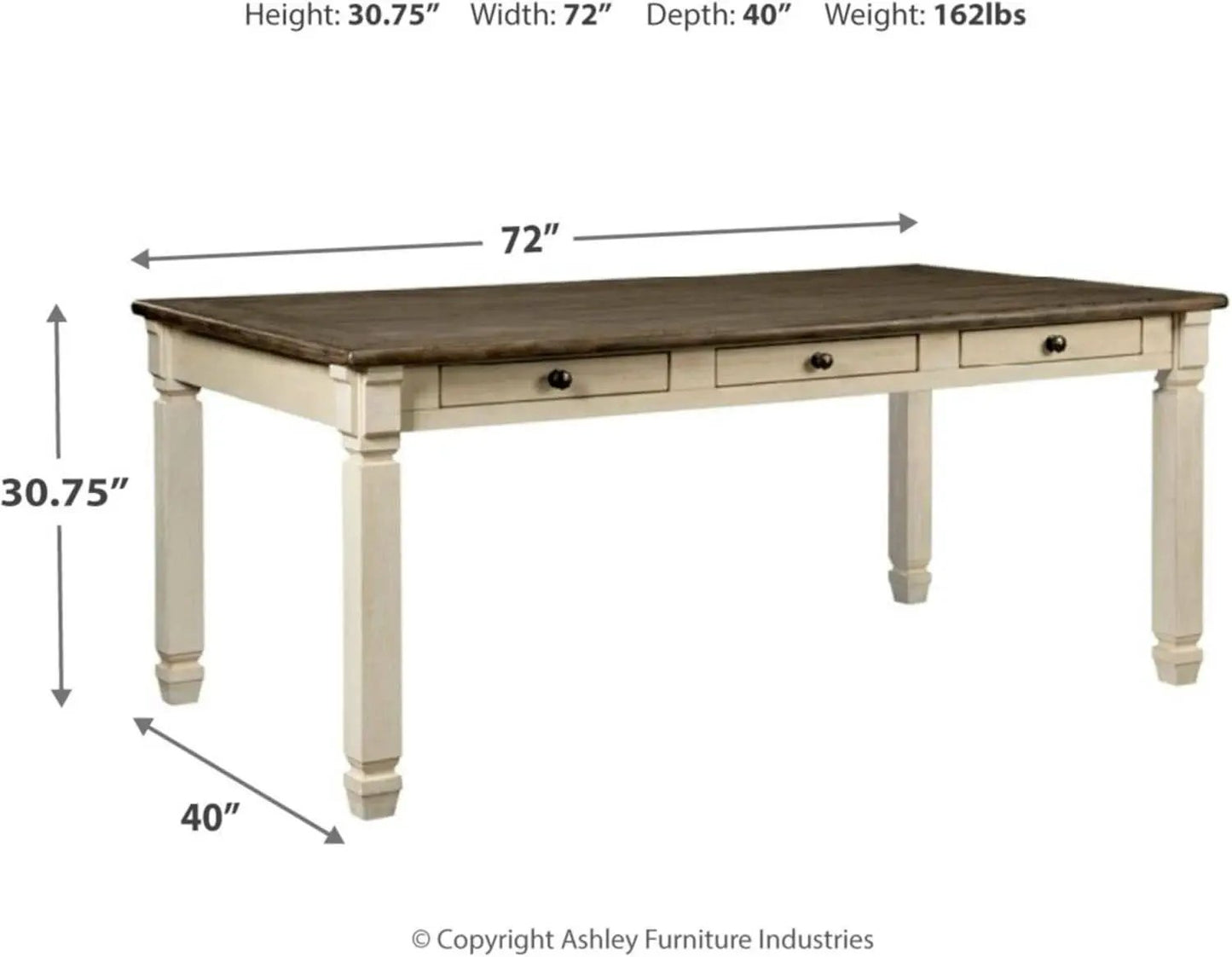 Bolanburg Farmhouse Dining Table Drawers Whitewash Seats 6 from PriceLows™