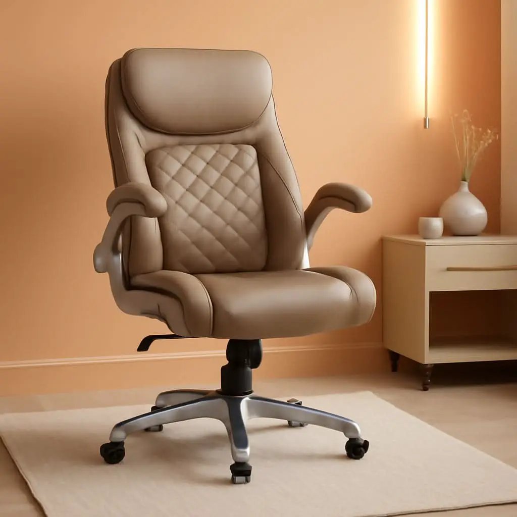 Ergonomic Office Chair Microfiber Leather With Adjustable Lumbar Support Taupe from PriceLows™