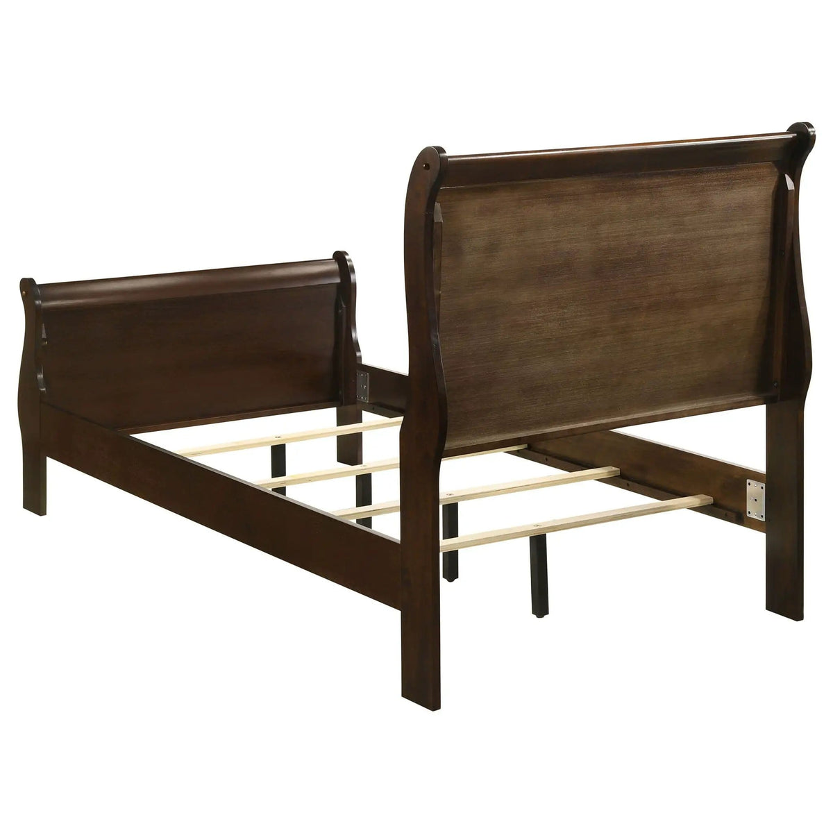 Louis Philippe Wood Twin Sleigh Bed | 41.25 x 84.5 x 47.25 in | Wood | Cappuccino