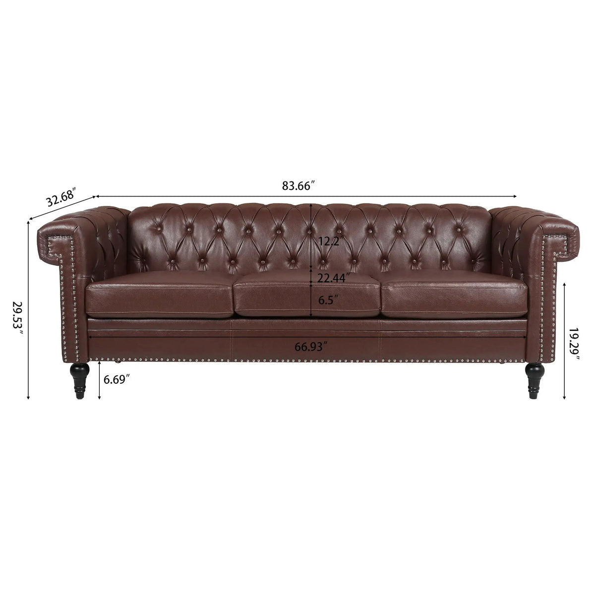 3 Seater Sofa | Square Arm Frame | Removable Cushions | High Density Fill