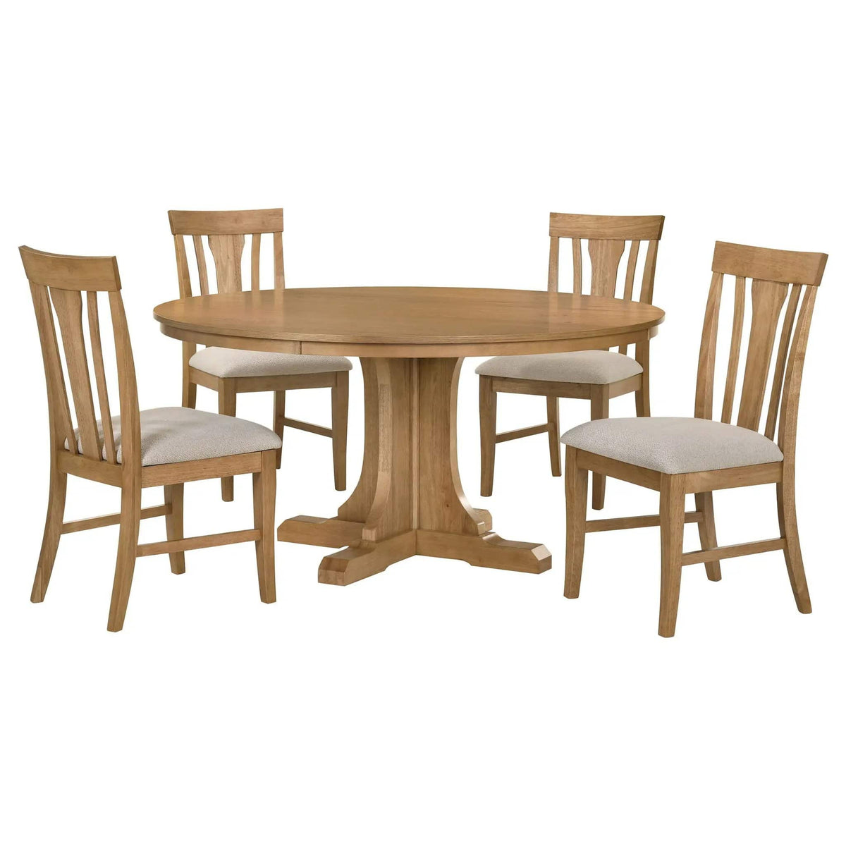 Hartville 5-piece Round Dining Table Set Natural Light | 5-Piece Set | Oak Veneer | Brown