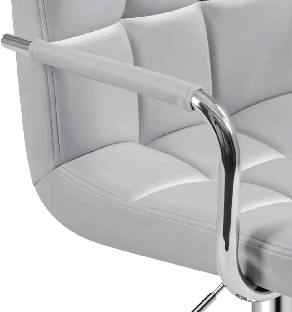 Light Grey Adjustable Swivel Bar Stools With Backrest, PU Leather, Set Of 2 from PriceLows™