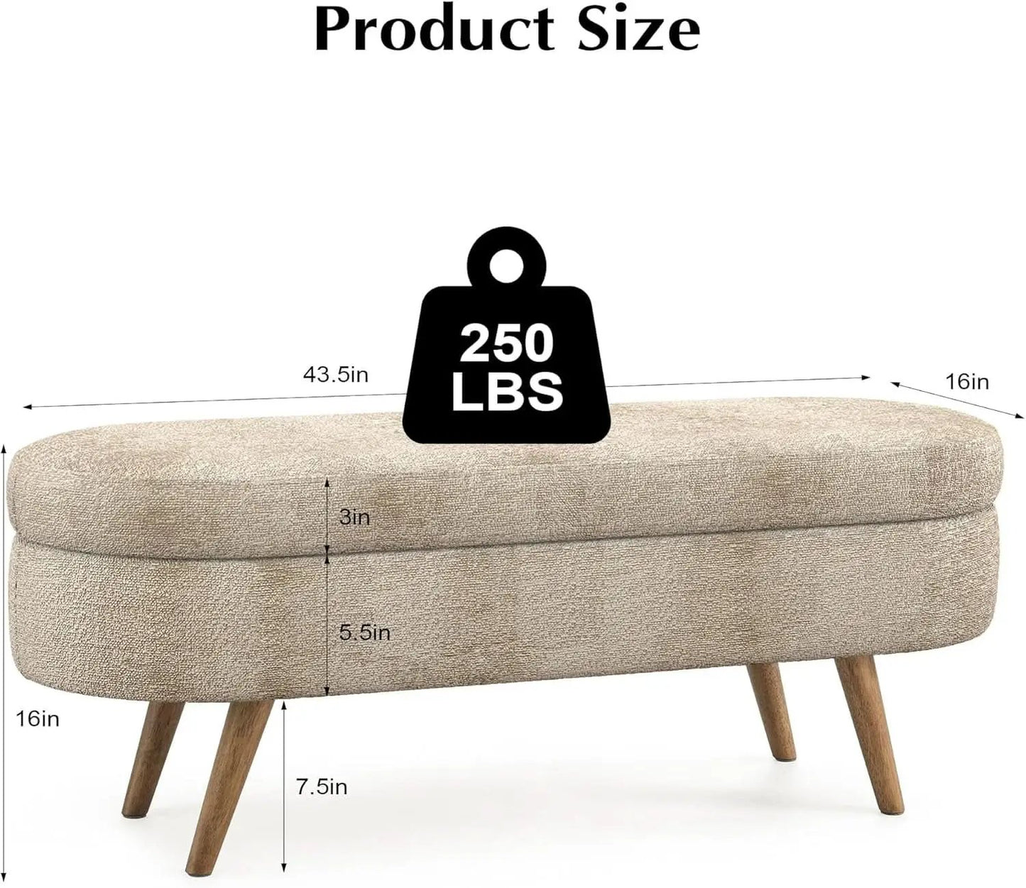 43-Inch Upholstered Storage Ottoman Bench With Hinge from PriceLows™