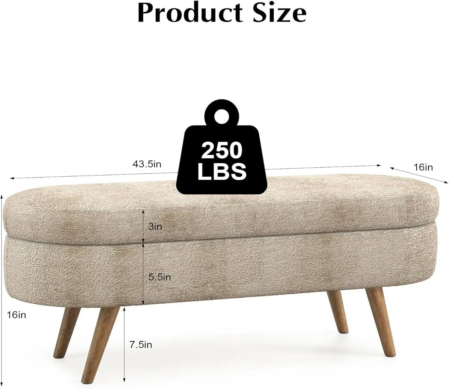 43-Inch Upholstered Storage Ottoman Bench With Hinge from PriceLows™