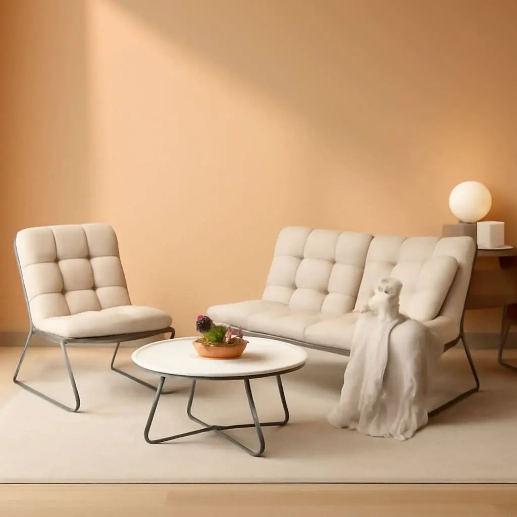 Outdoor Sofa Set For 4 With Thick Olefin Cushions Beige from PriceLows™