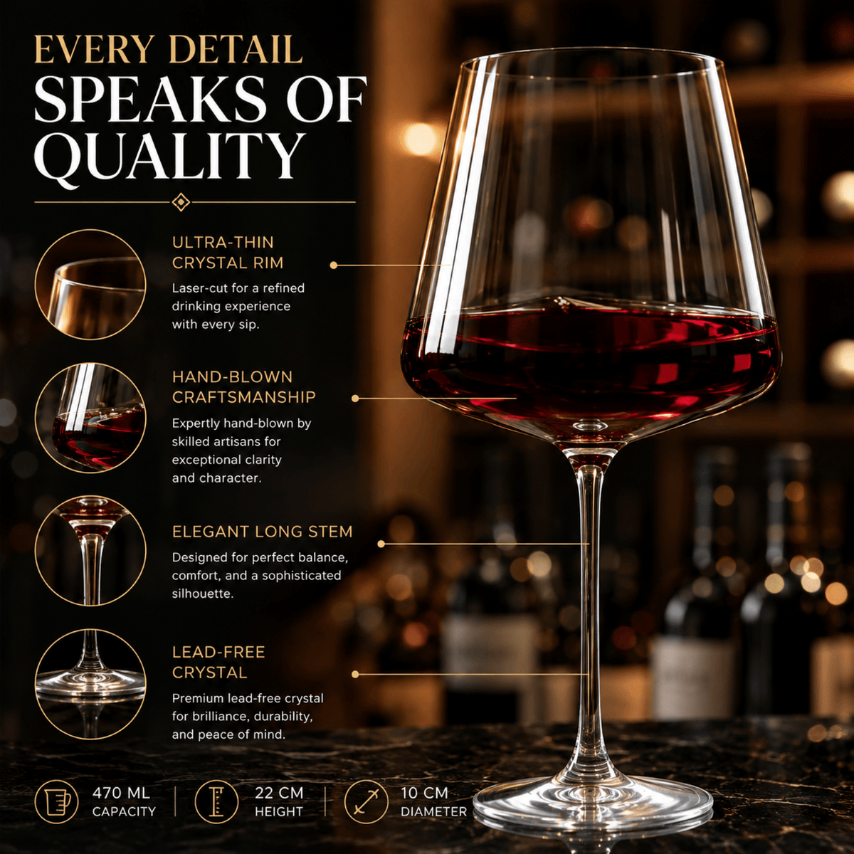 Classica Stemmed Wine Glassware | 16 oz | Set of 2 | Entertaining