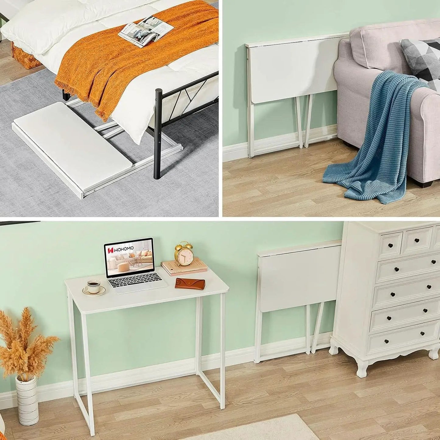 31.5 Inch Folding Desk White For Small Spaces Home Office from PriceLows™