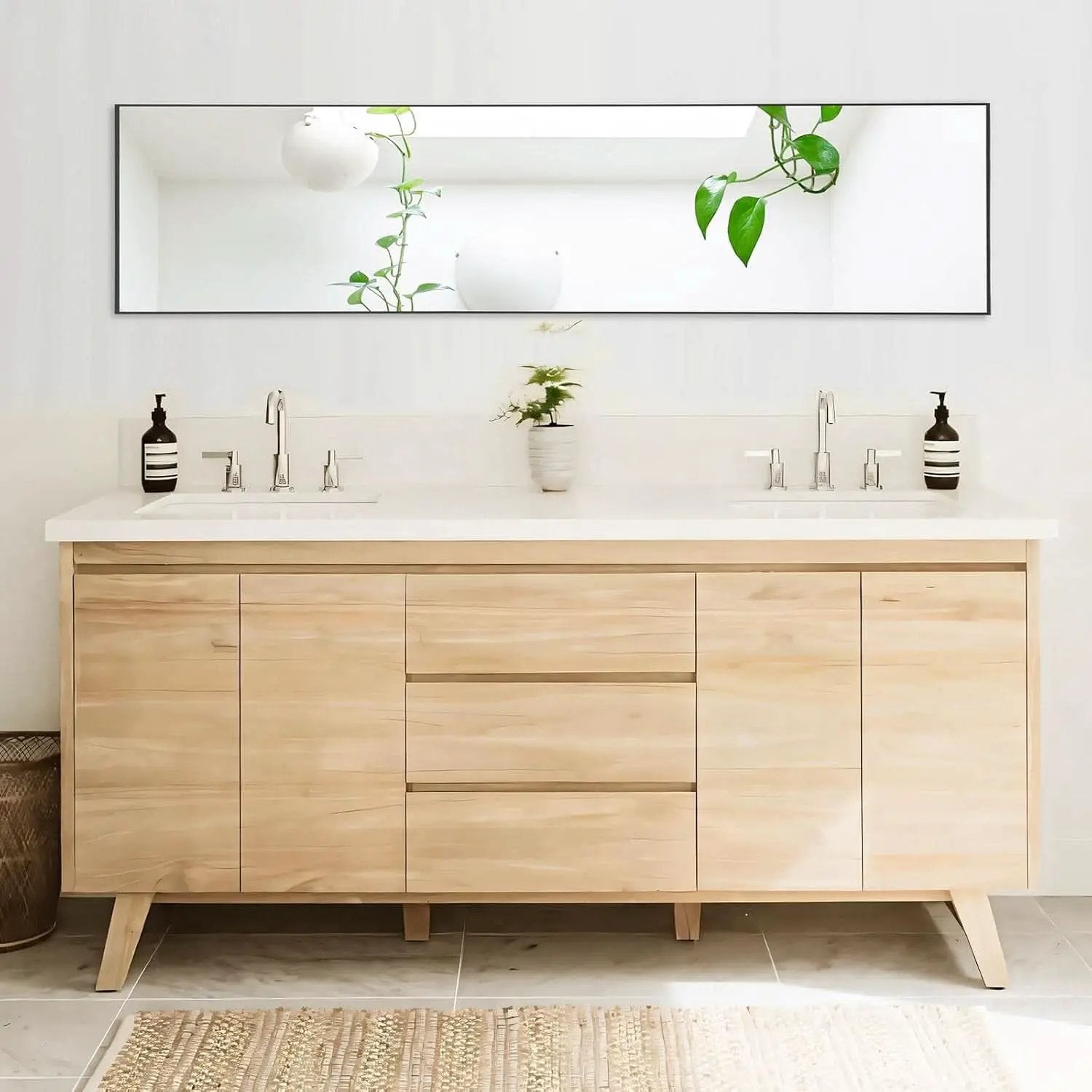 Full Length Floor Mirror 59x17 Aluminum Frame for Bedroom from PriceLows™