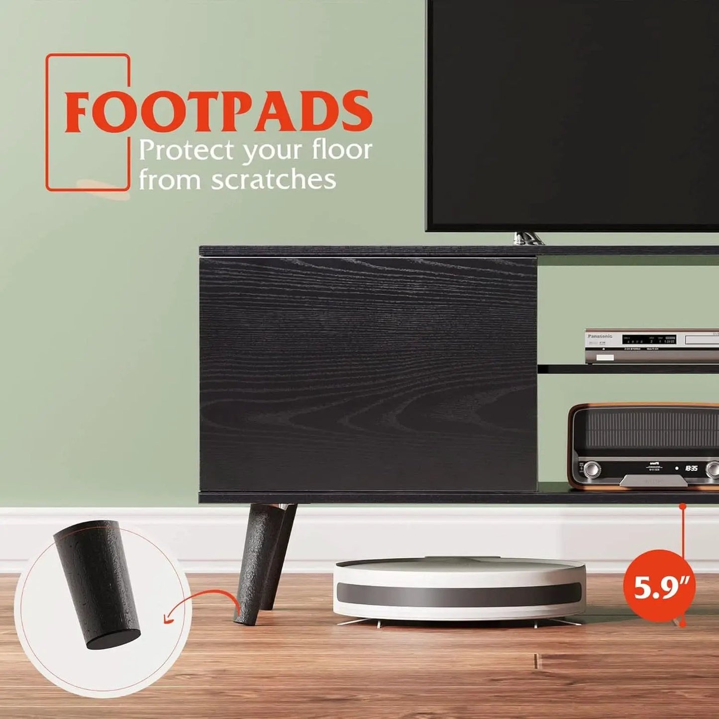 TV Stand 55 To 60 Inch With Storage Cabinets Sturdy from PriceLows™