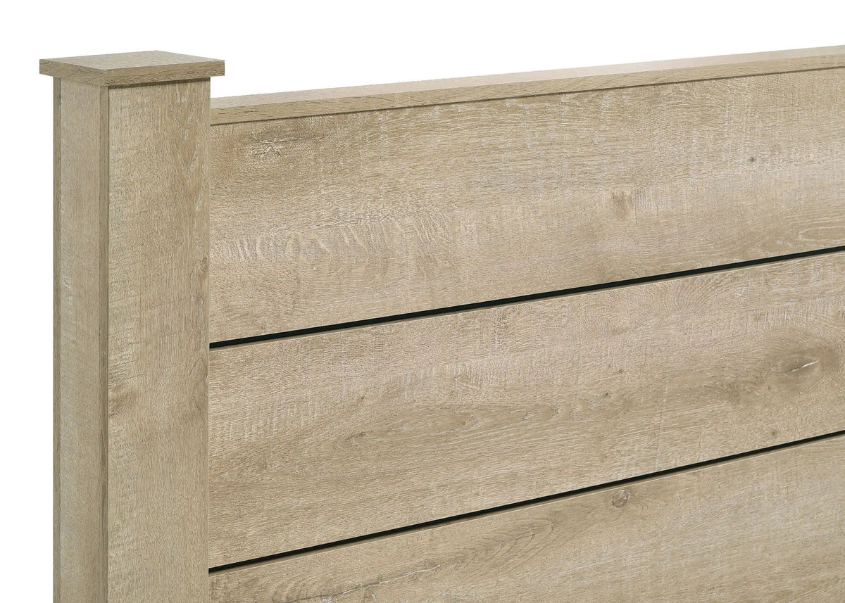Oakglen 55-inch Eastern King Panel Bed Weathered | 80.25 x 92 x 55.25 in | Engineered Wood & Veneer | Oak