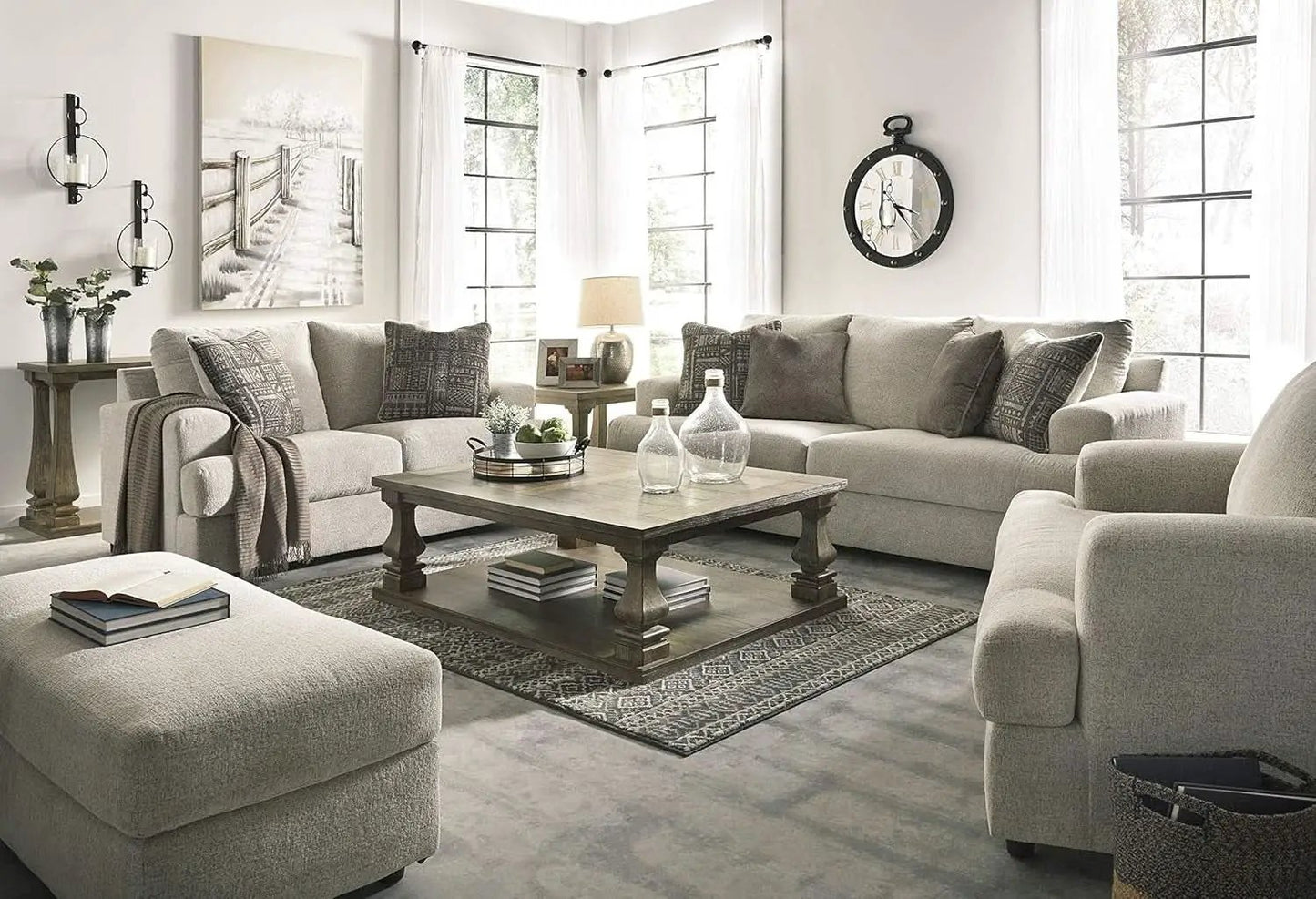 Soletren Contemporary Off White Chenille Upholstered Chair from PriceLows™