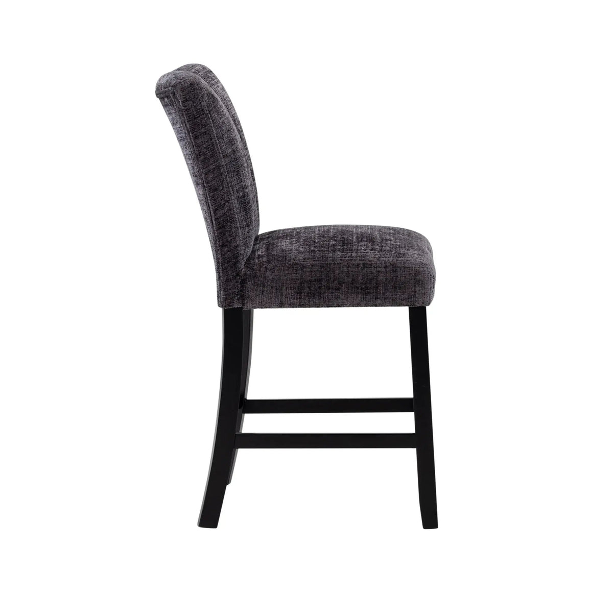 Magaly Bar Stools | Set Of 2 | Dark Gray | Polyester Velvet Upholstery
