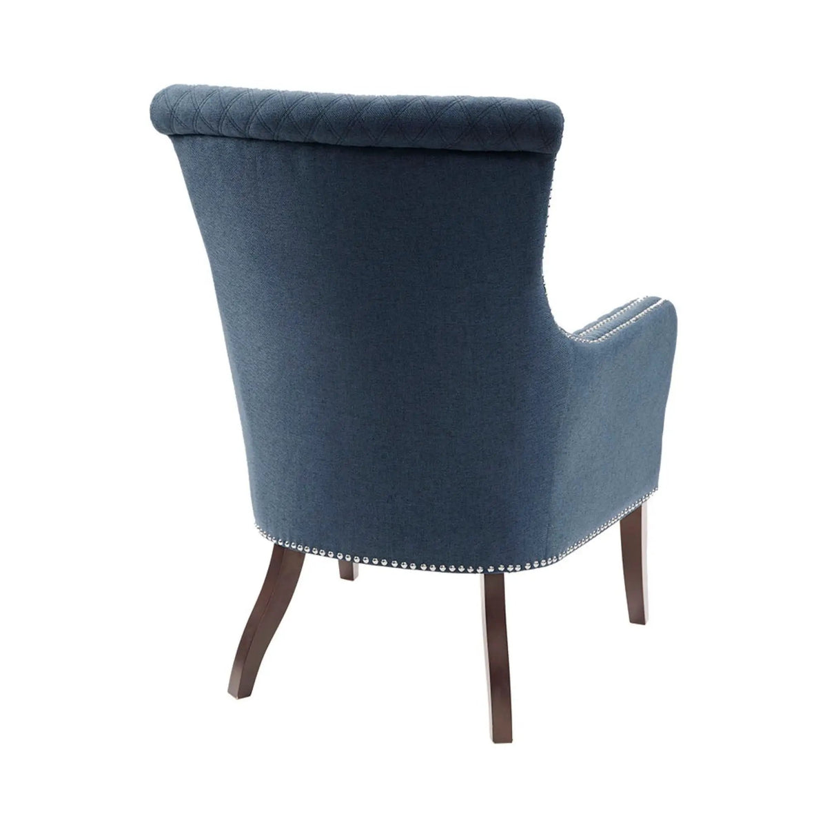 Accent Chair | Dark Blue | Quilted Back | Silver Nailhead Studs