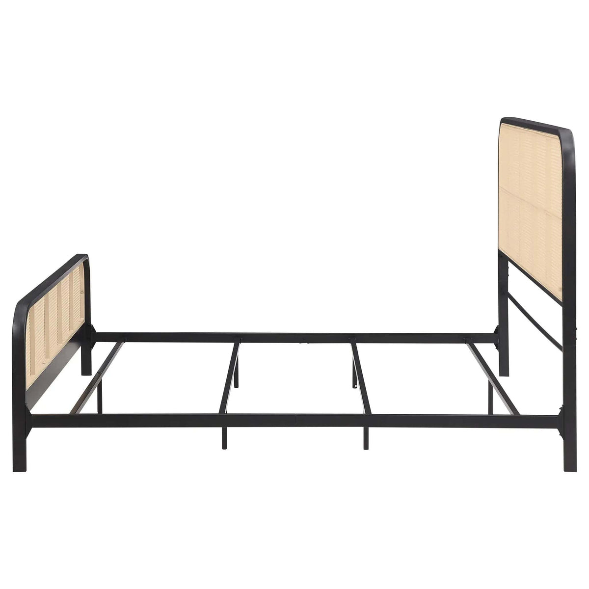 Lanewood Open Cane Webbing Metal Eastern King Bed | 78 x 84.5 x 52 in | Rattan & Metal | Black