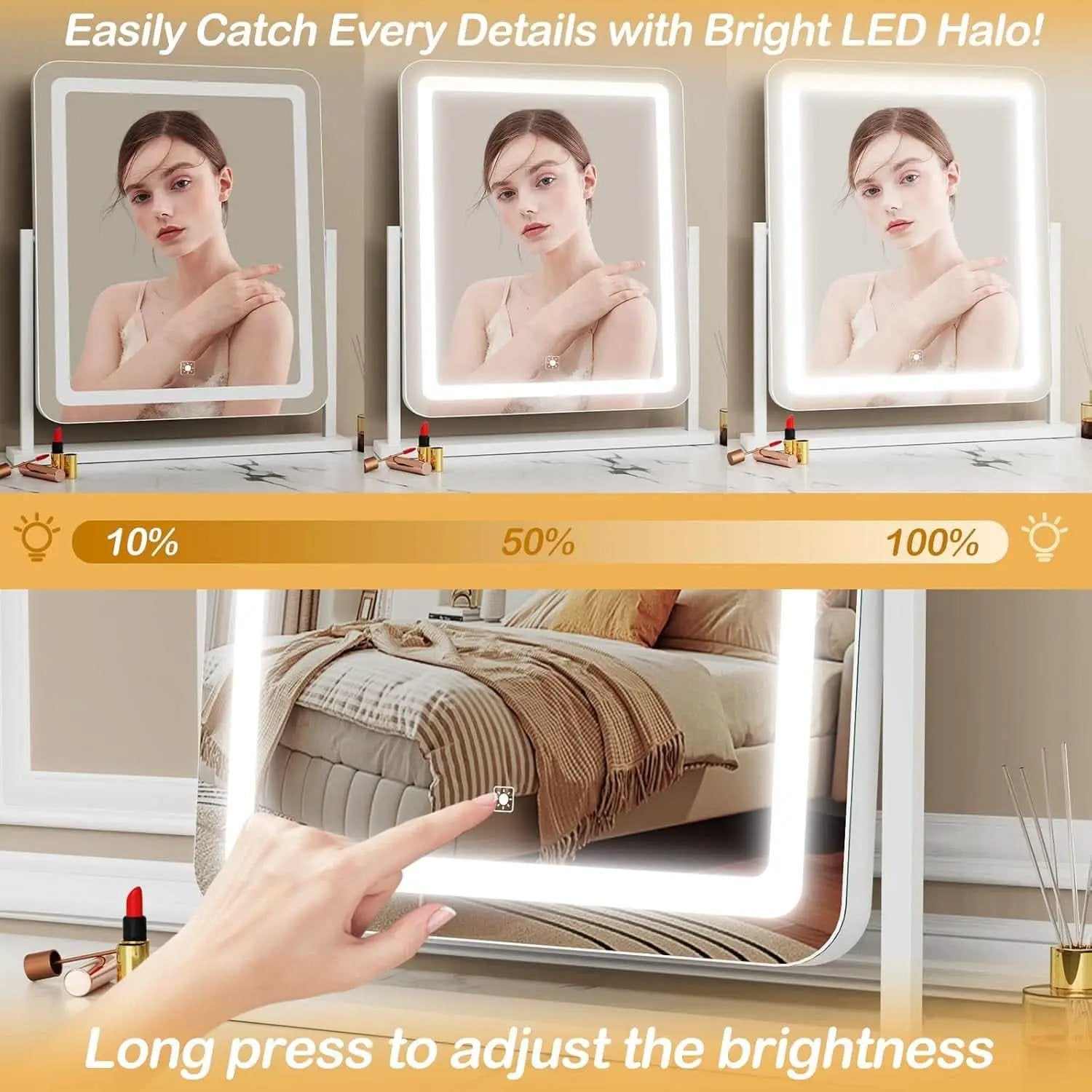 LED Makeup Vanity Mirror With Lights 15.2 Inch White from PriceLows™