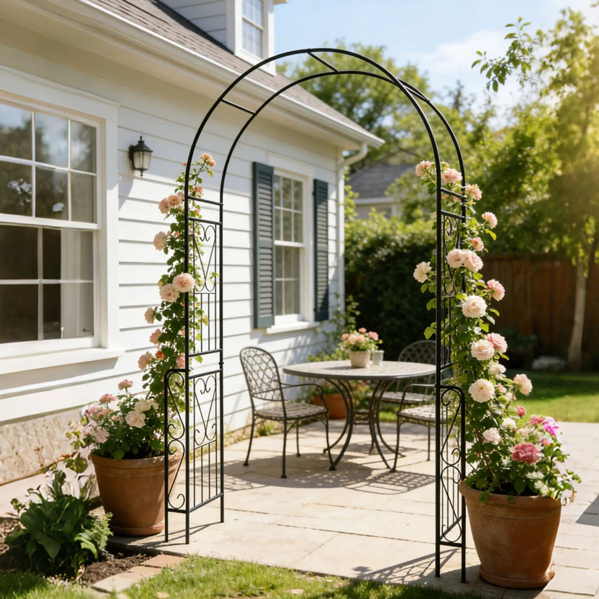 Metal Garden Arch Garden Arbor Trellis Climbing Plants Support Rose Arch Outdoor | 2 Pieces | Metal | Outdoor Living