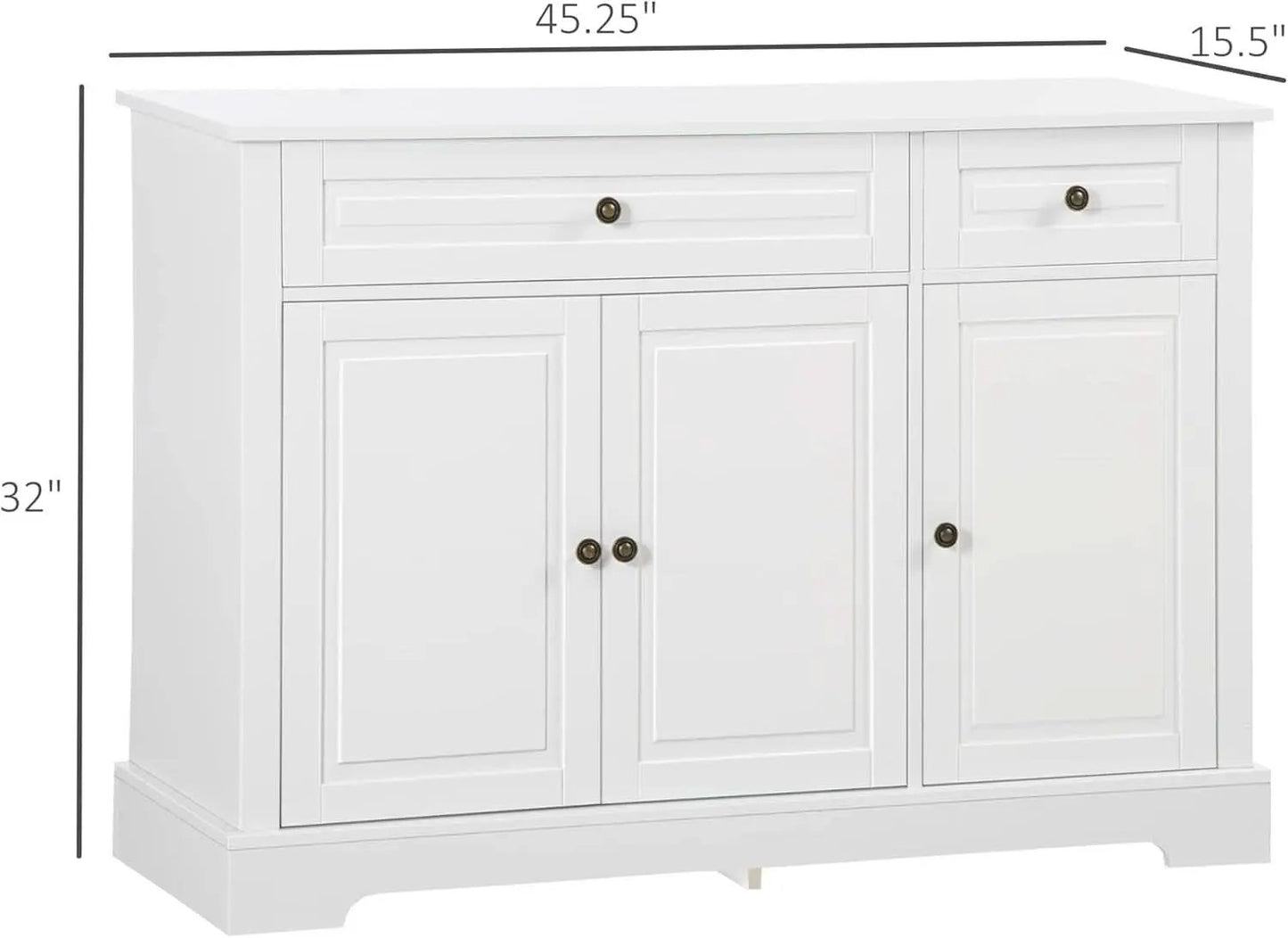 White Sideboard Buffet Cabinet With 2 Drawers And Shelves from PriceLows™