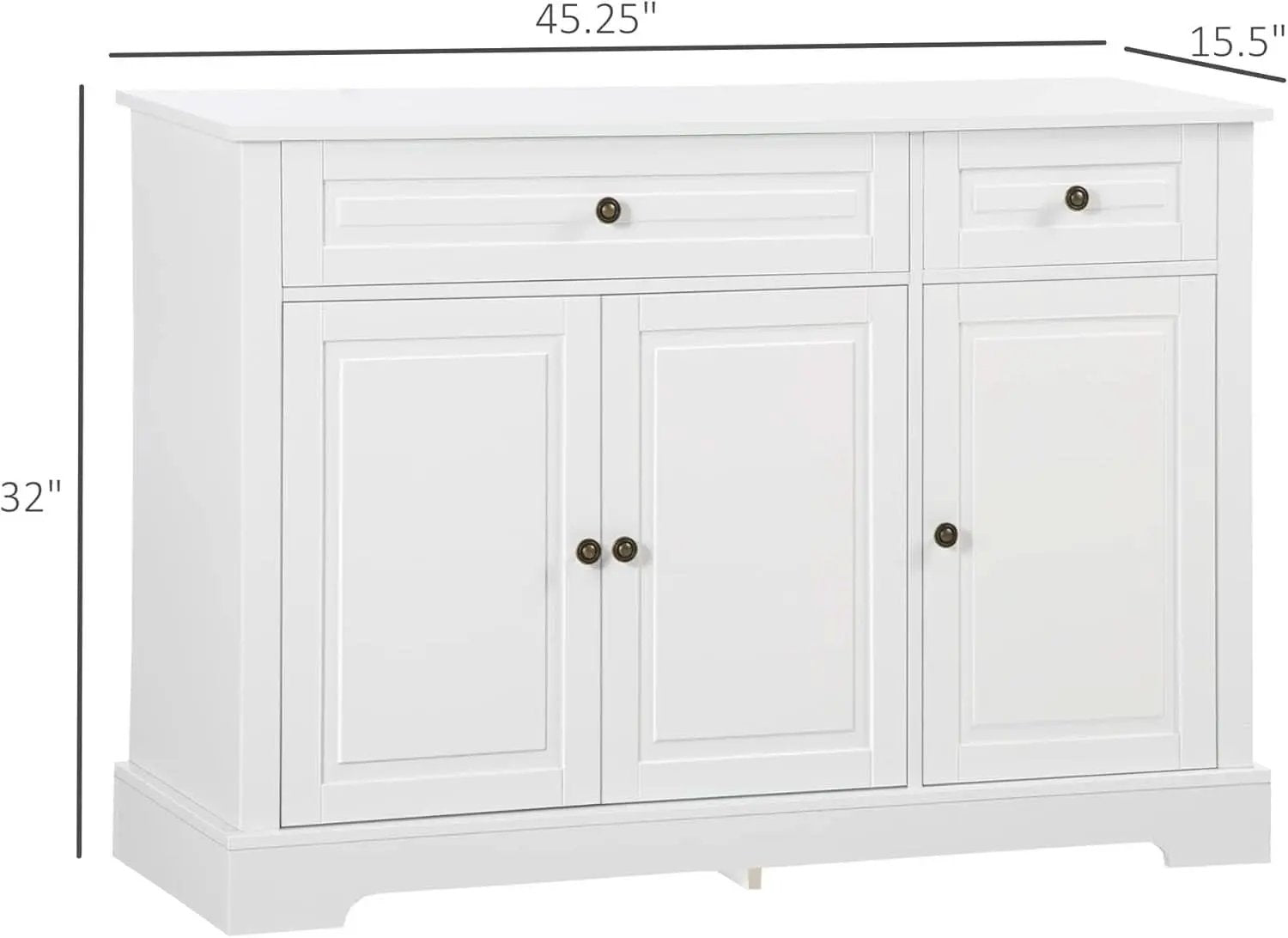 White Sideboard Buffet Cabinet With 2 Drawers And Shelves from PriceLows™