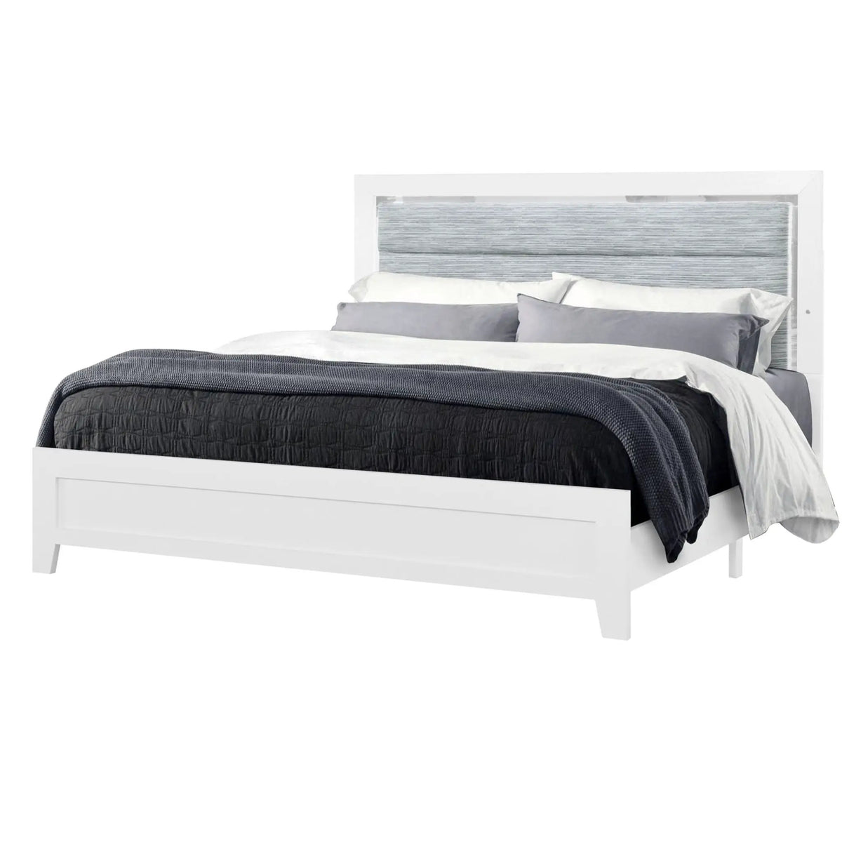 Omoda Platform Bed | Integrated LED Accent Lighting | Modern Acrylic Hardware | 79.8 Inch Length