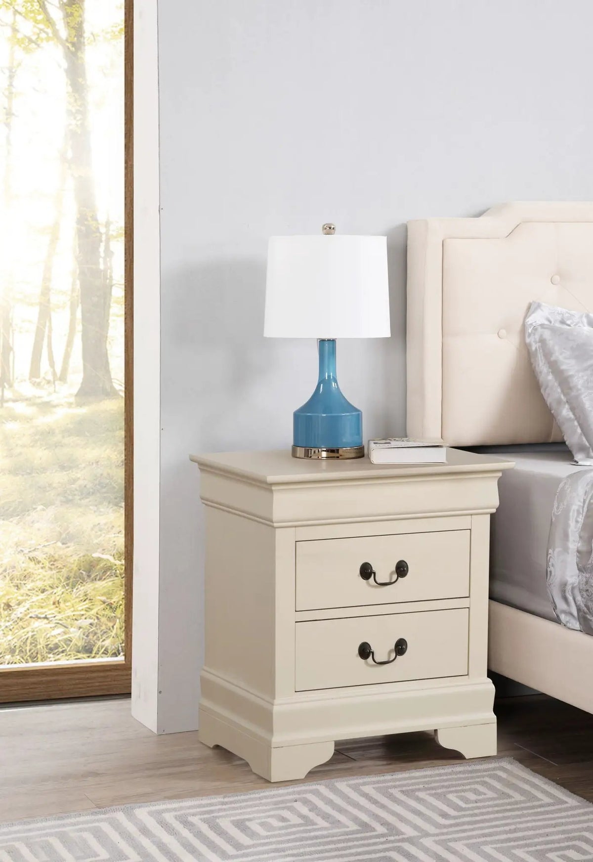 Louis Phillipe Nightstand | Traditional Wood Design | English Dovetailed Drawers | Metal Center Guides