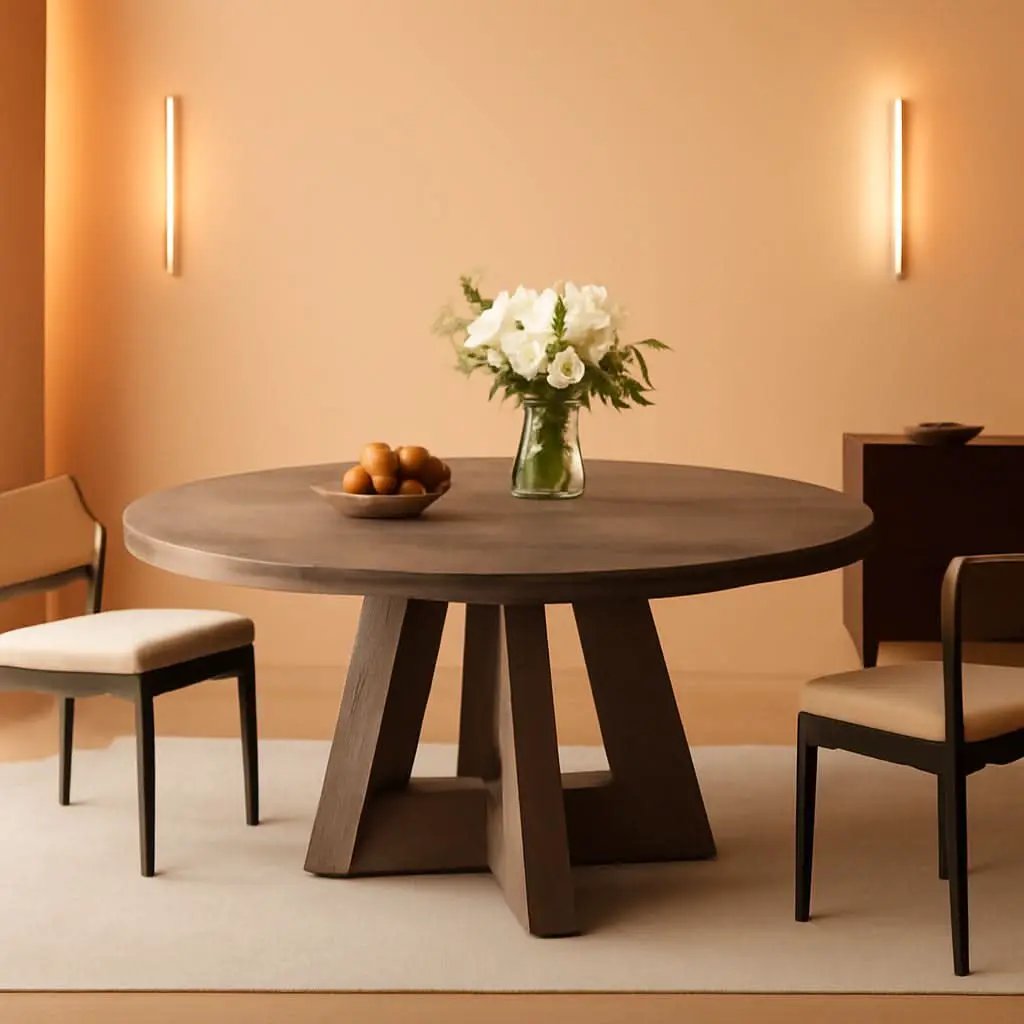 47 Inch Round Farmhouse Dining Table Grey For Four from PriceLows™