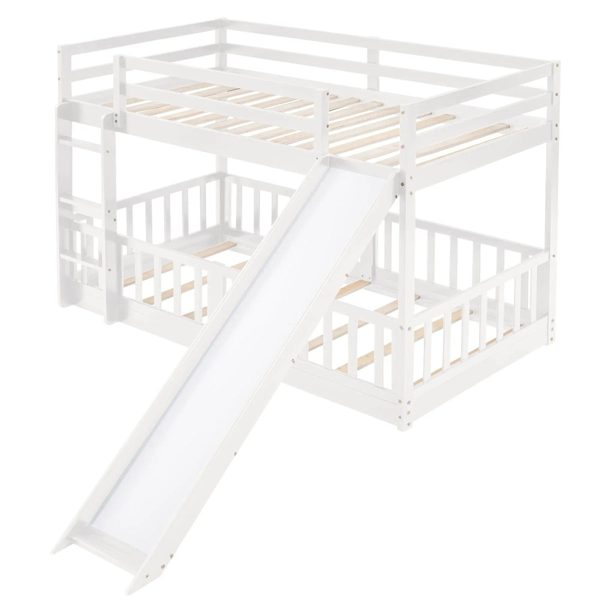 Functional Bunk Bed | Convertible Ladder And Slide | Space-Saving Design | Over Bunk Style